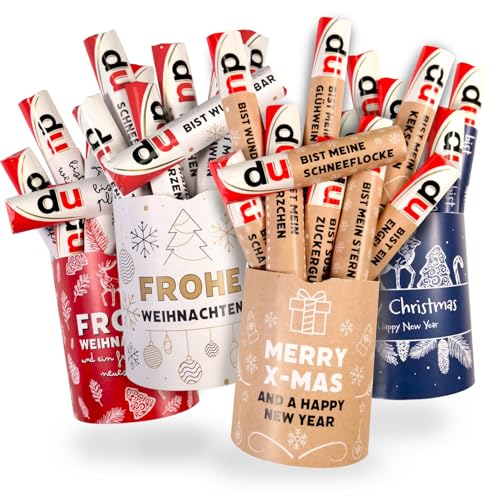 younikat 4x Aufkleber-Set Frohe Weihnachten und Merry Christmas passend für vier Duplo Pralinen Packungen I selbstklebend I zum Verschenken I dv1520 von younikat