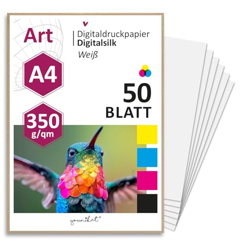 younikat 50 Blatt Premium Digitaldruck-Papier mit seidenmatter Oberfläche 350 g/qm Bilderdruck in weiß I A4 I Fotodrucke Digital-Silk I hohe Druckqualität I dv1570 von younikat