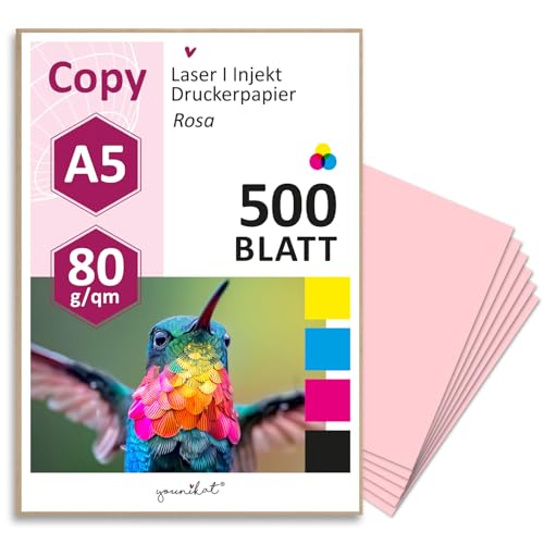 younikat 500 Blatt blanko 80 g/m² Papier in rosa I Kopierpapier I Rezeptpapier I DIN A5 I dv1449 younikat 500 Blatt blanko 80 g/m² Papier in rosa I Kopierpapier I Rezeptpapier I DIN A5 I dv1449 von younikat