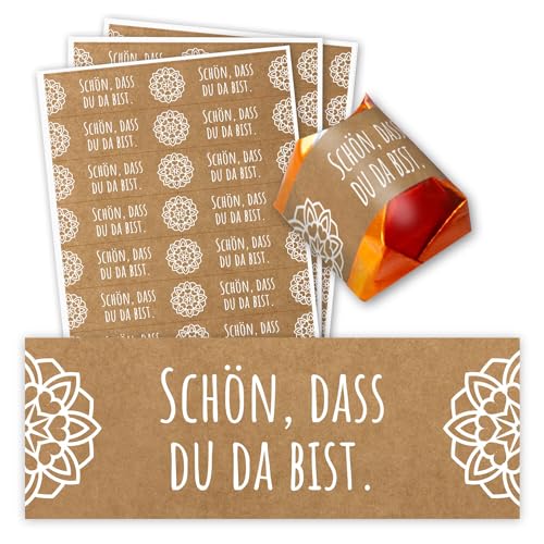 60er Aufkleber-Set Schön, dass du da bist - Gastgeschenk passend für Küsschen Pralinen I Kraftpapier I Rechteckig I dv1428 60er Aufkleber-Set Schön, dass du da bist - Gastgeschenk passend für Küsschen Pralinen I Kraftpapier I Rechteckig I dv1428 von younikat