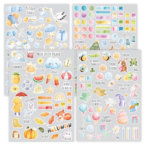 younikat Aufkleber-Set I Jahreszeiten über 200 Sticker I Aquarell blau I dv1421 younikat Aufkleber-Set I Jahreszeiten über 200 Sticker I Aquarell blau I dv1421 von younikat
