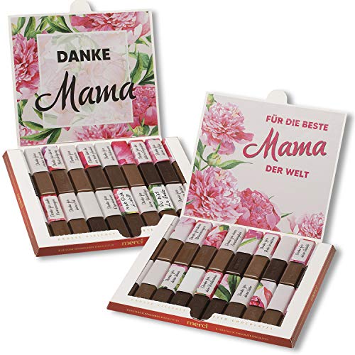 Aufkleber-Set passend für Merci Schokolade -Beste Mama- zum Muttertag I selbstklebende StickerI Geschenk-Idee kreativ Individuell I ohne Schokolade I dv_941 von younikat