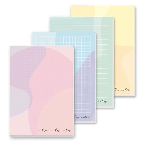 younikat Notizblock A6-4x Pastell bunt I Notizen kariert blanko liniert punktiert I Design rosa blau gelb mint I you0086 von younikat