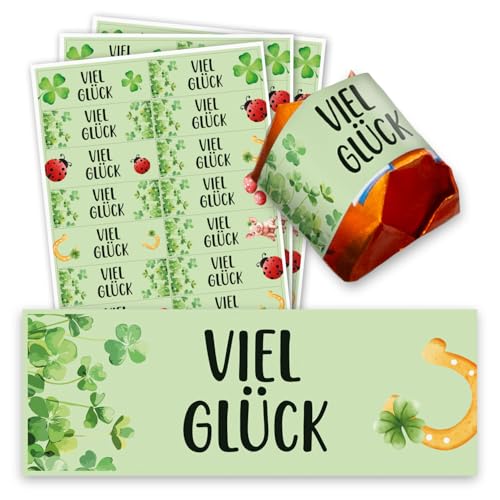 younikat Viel Glück Aufkleber - 60 Stück - Gastgeschenk passend für Küsschen I Glücks-Symbole I Rechteckig I you0110 younikat Viel Glück Aufkleber - 60 Stück - Gastgeschenk passend für Küsschen I Glücks-Symbole I Rechteckig I you0110 von younikat