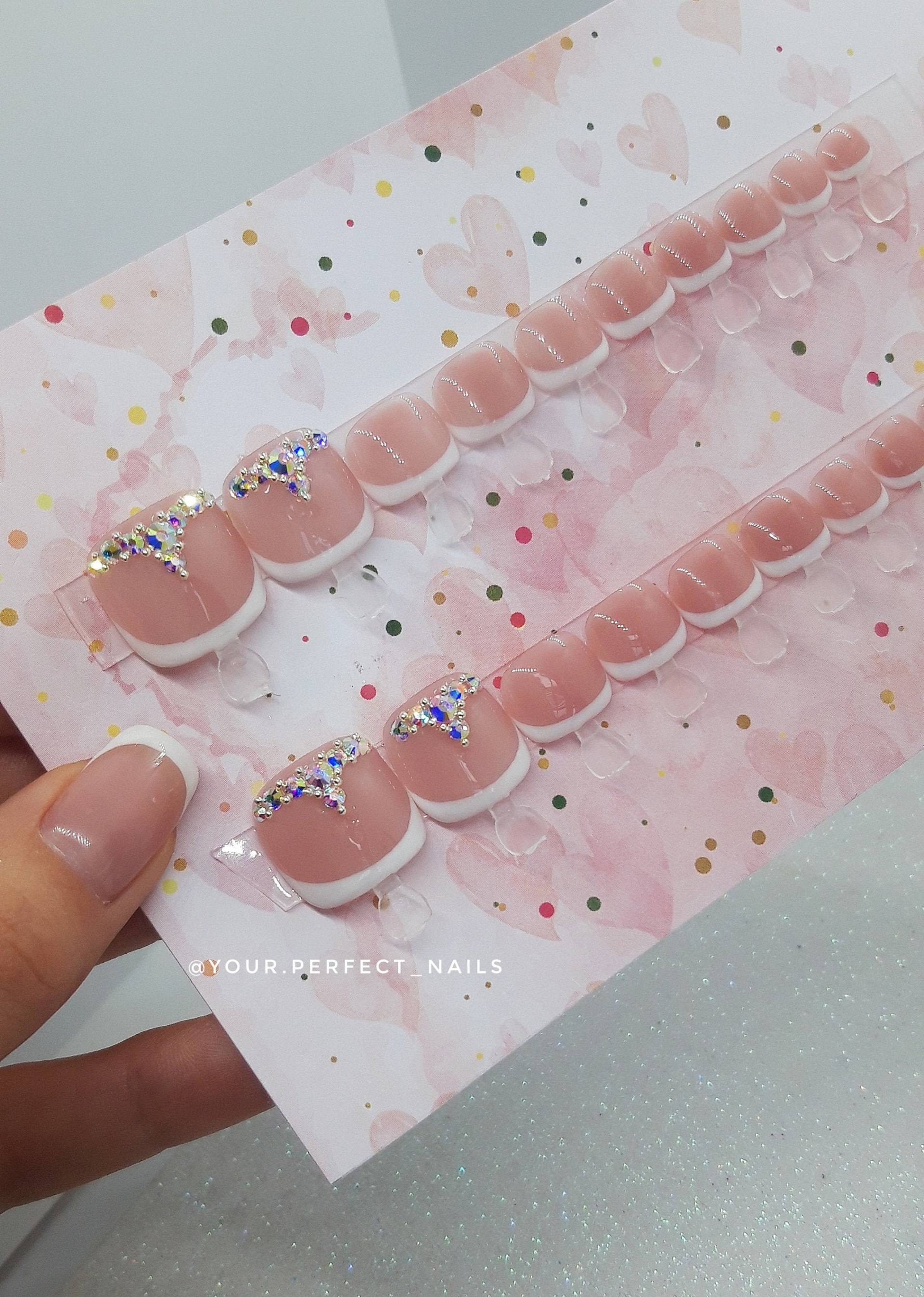 Aufdrücknägel Zehen French Mit Strass | Versandbereit Druck Auf Die Trendige Press-On-Nägel Aufdrücknägel Zehen French Mit Strass | Versandbereit Druck Auf Die Trendige Press-On-Nägel von yourperfectnailss