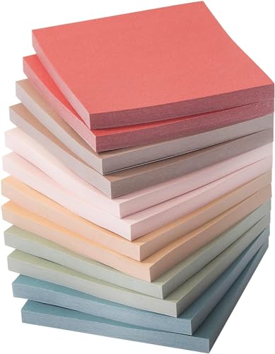 YOUYAYA 600 Stück Haftnotizen 76x76mm, 12 Packung Notizzettel Vintage Selbstklebende Klebezettel, Sticky Notes,Seitenmarker zum Markieren von Seite für Büro, Studie, Hause (Vintage) von youyaya