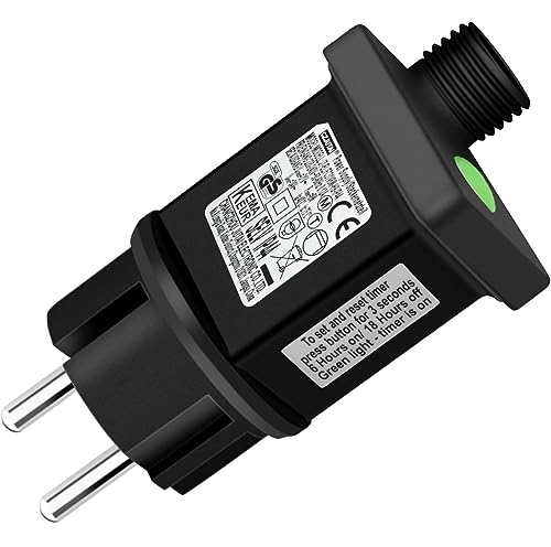 yowin EU Stecker für Lichterkette 31V 9 Modi Netzteil Adapter mit Timer, Speicherfunktion, IP44 Wasserdicht Transformator für Weihnachtsbeleuchtung Lichternetz Lichterkette Eisregen von yowin