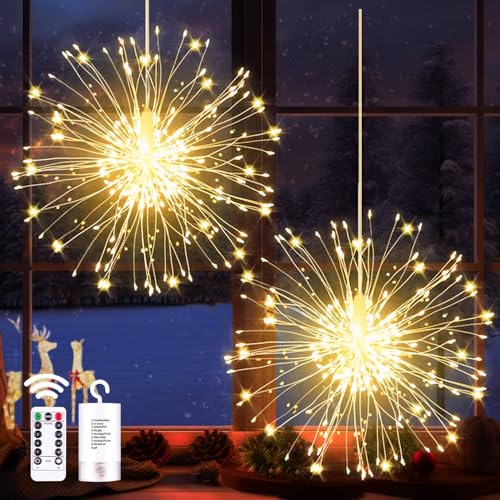 yowin Feuerwerk Lichterkette 2 Stück 180 LED Weihnachtsbeleuchtung Außen Batterie, 8 Modi Lichterkugel Weihnachtsdeko Fenster Wasserdicht Weihnachtslichter mit Fernbedienung für Innen Aussen Deko yowin Feuerwerk Lichterkette 2 Stück 180 LED Weihnachtsbeleuchtung Außen Batterie, 8 Modi Lichterkugel Weihnachtsdeko Fenster Wasserdicht Weihnachtslichter mit Fernbedienung für Innen Aussen Deko von yowin