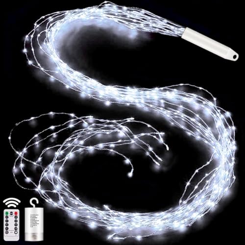 yowin Lichterkette Klein 2M 200 LED Lichterschweif mit Batterie, Timer, Fernbedienung, Lichterstrang 8 Modi Wasserfall Lichterkette Wasserdicht Lichterbündel für Gießkanne Außen Innen Deko - Weiß von yowin