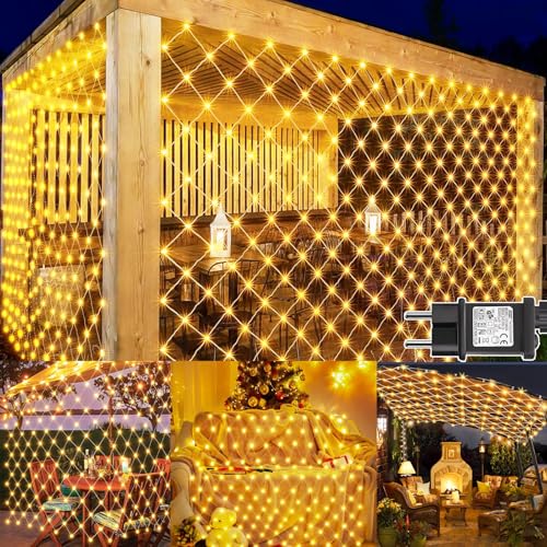 yowin Lichternetz Außen 3x2m 200 LED Lichterkette Netz mit Stecker, Timer, 8 Modi Lichtervorhang Wetterfest Sternenhimmel Lichterkette für Büsche Garten Balkon Baum Innen Zimmer Deko - Warmweiß yowin Lichternetz Außen 3x2m 200 LED Lichterkette Netz mit Stecker, Timer, 8 Modi Lichtervorhang Wetterfest Sternenhimmel Lichterkette für Büsche Garten Balkon Baum Innen Zimmer Deko - Warmweiß von yowin