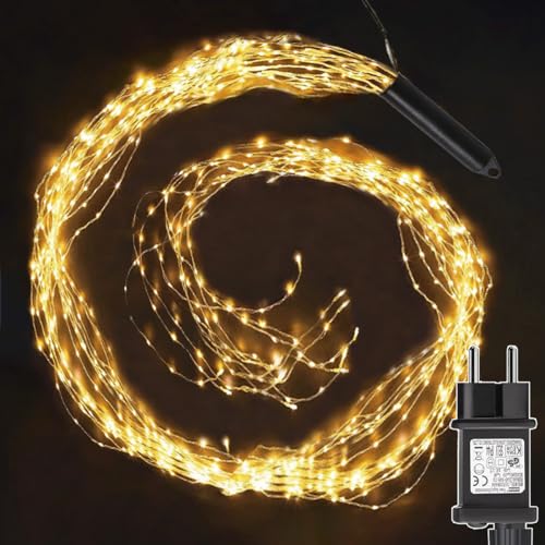 yowin Wasserfall Lichterkette 2M 400 LED Lichterschweif mit Strom, Timer, 8 Modi Lichterstrang Wasserdicht Lichterbündel für Baum Gießkanne Garten Pflanzen Balkon Innen Außen Deko - Warmweiß von yowin