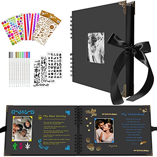 Fotoalbum, Scrapbooking, DIY 80 schwarze Seiten, kann Geschenk für Geburtstag, Abschlussfeier, Valentinstag, Jahrestag (Schwarz) von yoyoblue