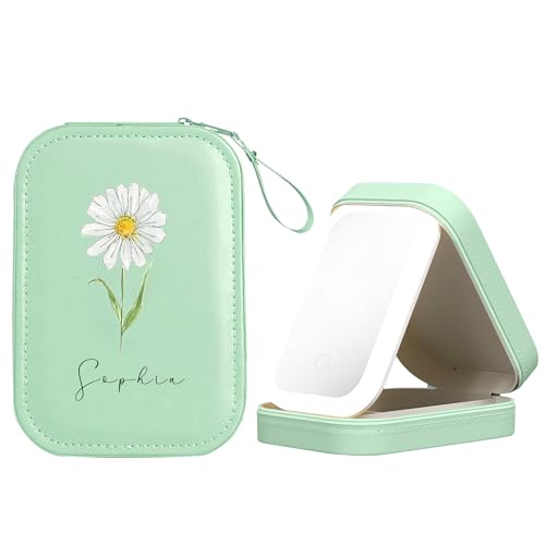 yrozvw Personalisierte Schmuckschatulle Individuelle Schmuckschatulle mit LED-Licht und Schminkspiegel Reiseschmuck Organizer Geschenke für Sie yrozvw Personalisierte Schmuckschatulle Individuelle Schmuckschatulle mit LED-Licht und Schminkspiegel Reiseschmuck Organizer Geschenke für Sie von yrozvw