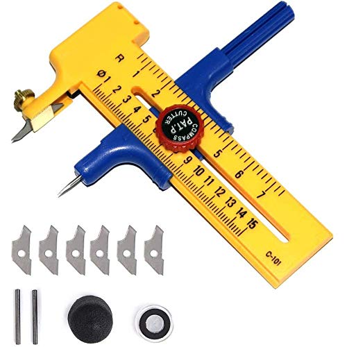 Kreiszeichner, Kreisschneider für Kreise von 1-15cm, Kompass-Schneider, Zirkelschneider, zum Schneiden von Papierkarton Leder, Rundschneider aus Kunststoff und Messing von ysister