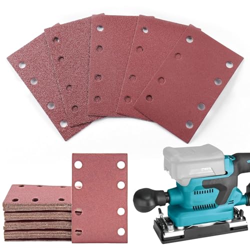 ysister 50 Stück Schleifblatt Set,80x133mm Schleifpapier Körnung,40/60/80/120/240 Rechteckiges Schleifblatt Klett,Schleifpapier Schleifblätter Set Körnung,Klett-Schleifblätter für Schwingschleifer von ysister