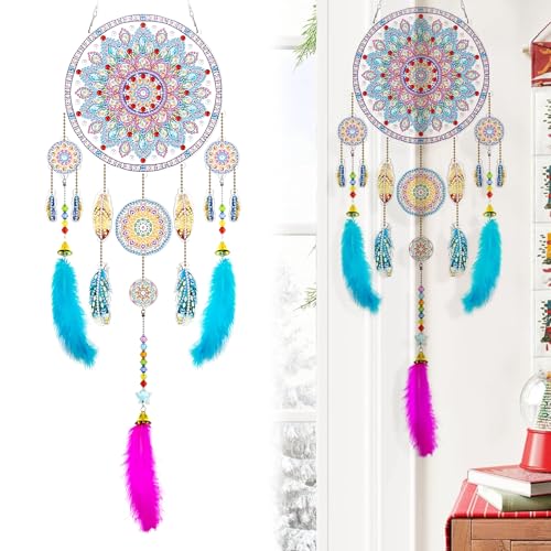 ysister Geschenk Mädchen 5-6-7-8-9 Jahre: Diamond Painting Traumfänger Bastelset Diamond Painting Traumfänger Spielzeug ab 4-12 Jahre Traumfänger Bastelset kinder für Basteln Mädchen von ysister