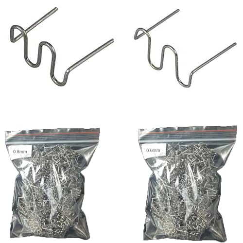 ysister Heiße Heftklammern 0,8mm / 0,6mm Hot Staples Welder Staple,1000 Stück Plastik Schweißen Heiße Heftklammern,Edelstahl Hot Staples Welder Staple,für Heißklammern, Stoßstange (Große Wellen) von ysister