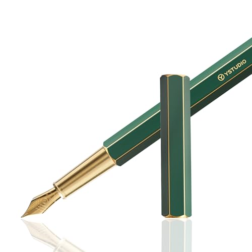 Klassischer Füllfederhalter von YSTUDIO mit exquisiter luxuriöser matter Oberfläche, polierte Kanten, geeignet für Männer und Frauen, Büroabschlussgeschenke (grüne M-Feder) von ystudio