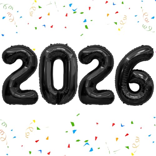 2026 Luftballons, 40 Zoll Folienzahlenballons, 2026 Ballon Zahlen, Zahlenballon für Silvester Festival Weihnachten Geburtstag Hochzeitstag Party Supplies Neujahrsdekorationen Schwarz 2026 Luftballons, 40 Zoll Folienzahlenballons, 2026 Ballon Zahlen, Zahlenballon für Silvester Festival Weihnachten Geburtstag Hochzeitstag Party Supplies Neujahrsdekorationen Schwarz von ysuwekslu