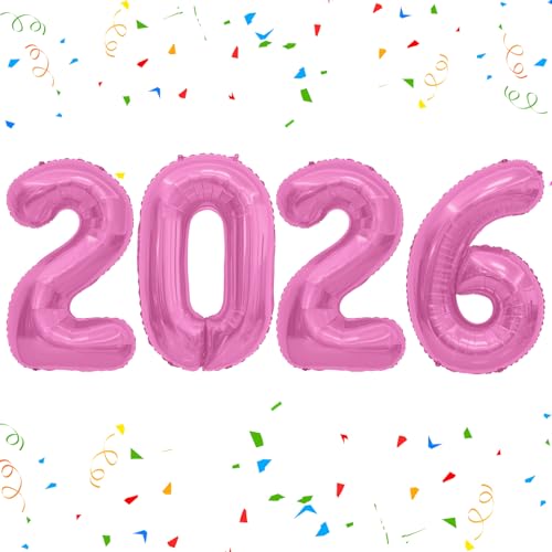 2026 Luftballons, Zahlenballons 2026 Ballon Zahlen, 40 Zoll Folienzahlenballon für Silvester Festival Weihnachten Geburtstag Hochzeitstag Neujahr Dekorationen Partyzubehör Rosa 2026 Luftballons, Zahlenballons 2026 Ballon Zahlen, 40 Zoll Folienzahlenballon für Silvester Festival Weihnachten Geburtstag Hochzeitstag Neujahr Dekorationen Partyzubehör Rosa von ysuwekslu