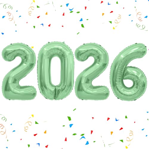2026 Luftballons Zahlenballons 2026 Ballon Zahlen, 40 Zoll Folienzahlenballon für Silvester Festival Weihnachten Geburtstag Hochzeitstag Neujahr Dekorationen Partyzubehör Grün 2026 Luftballons Zahlenballons 2026 Ballon Zahlen, 40 Zoll Folienzahlenballon für Silvester Festival Weihnachten Geburtstag Hochzeitstag Neujahr Dekorationen Partyzubehör Grün von ysuwekslu