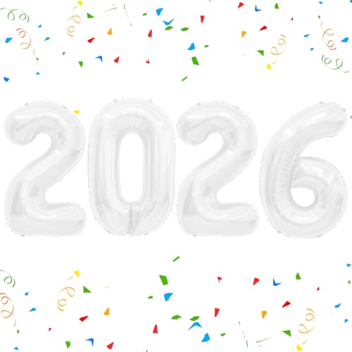 2026 Luftballons Zahlenballons 2026 Ballon Zahlen, 40 Zoll Folienzahlenballon für Silvester Festival Weihnachten Geburtstag Hochzeitstag Party Supplies Neujahrsdekorationen Weiß 2026 Luftballons Zahlenballons 2026 Ballon Zahlen, 40 Zoll Folienzahlenballon für Silvester Festival Weihnachten Geburtstag Hochzeitstag Party Supplies Neujahrsdekorationen Weiß von ysuwekslu