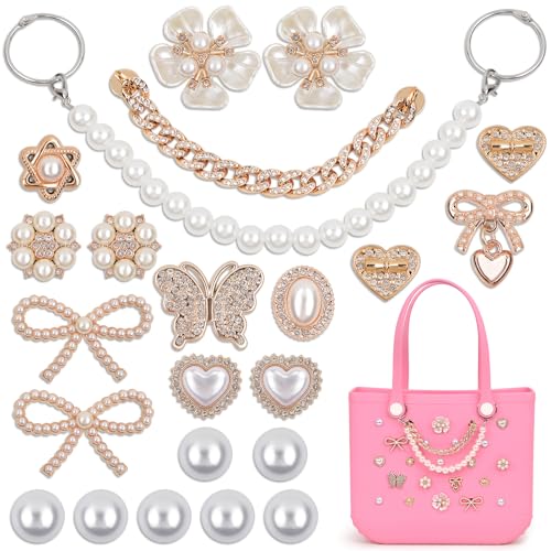 yuboo Perlen-Anhänger für Bogg Bag, goldene Anhänger für Bogg Bag Zubehör, Perlenkette, Schleife, Schmetterling, Perlen, Blumen und Herz-Accessoires, kompatible Simply Southern yuboo Perlen-Anhänger für Bogg Bag, goldene Anhänger für Bogg Bag Zubehör, Perlenkette, Schleife, Schmetterling, Perlen, Blumen und Herz-Accessoires, kompatible Simply Southern von yuboo