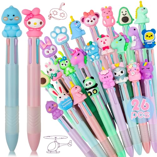 yuechen 26 Kugelschreiber Mehrfarbig Kinder | 0,5 mm 4-in-1 Mehrfarbige Stifte | Mitgebsel Kindergeburtstag Gastgeschenke | Party Mitgebsel von yuechen
