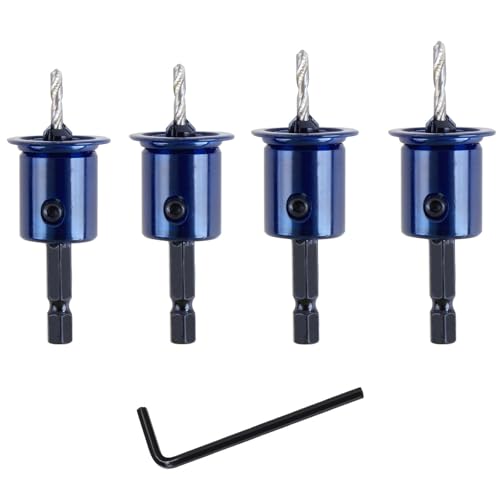 YUENTOEN 1/4-Zoll-Sechskantschaft, verstellbarer Kegelsenker-Bohrer-Set für Holz, 2,8–3,5 mm Kegelbohrer, Senkbohrer, Fräserbohrer YUENTOEN 1/4-Zoll-Sechskantschaft, verstellbarer Kegelsenker-Bohrer-Set für Holz, 2,8–3,5 mm Kegelbohrer, Senkbohrer, Fräserbohrer von yuentoen