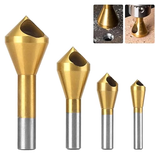 YUENTOEN Kobaltstahl Ein-End-Kegelsenker, Fasenwerkzeug HSS Entgratungswerkzeug Set für Metall und Holz von yuentoen