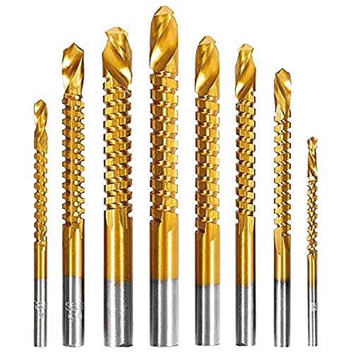 YUENTOEN Spiralbohrer – 8-teiliges Wellenschliffbohrer-Set, titanbeschichtet, HSS Sharp 3–10 mm Zimmermanns-Bohrer, Spiralsäge-Bohrer für Holzbearbeitung, Stahl, Metall, Kunststoff, Schraubenlochsäge YUENTOEN Spiralbohrer – 8-teiliges Wellenschliffbohrer-Set, titanbeschichtet, HSS Sharp 3–10 mm Zimmermanns-Bohrer, Spiralsäge-Bohrer für Holzbearbeitung, Stahl, Metall, Kunststoff, Schraubenlochsäge von yuentoen