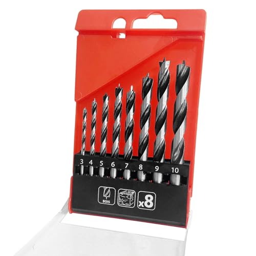 Yuentoen Holzbohrer-Set,3-10 mmHolzbearbeitung Dowel Bohren Set,Holzspiralbohrer für Weich- und Hartholz mit zylindrischem Schaft, Brad Point Bohrer (8-teiliges) von yuentoen