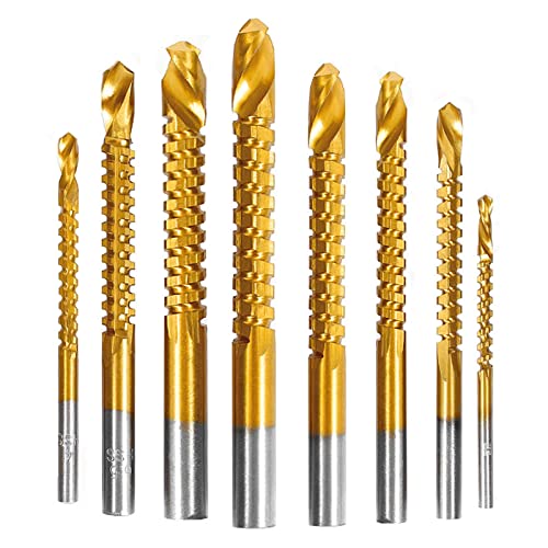 Yuentoen Sägezahnbohrer, Titan beschichtete HSS Fräsbohrer-Satz,Fräsbohrer set,Hacksaw Bohrer Spiralbohrer Holzbearbeitung Bohrer ﻿ von yuentoen