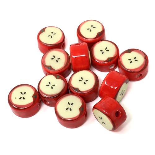 yueton 12 handgefertigte Porzellan-Perlen, handbemalt, Apfelperlen, niedliche Obst-Abstandshalter, bezaubernde lose Perlen für DIY-Armbänder, Halsketten, Schmuckherstellung yueton 12 handgefertigte Porzellan-Perlen, handbemalt, Apfelperlen, niedliche Obst-Abstandshalter, bezaubernde lose Perlen für DIY-Armbänder, Halsketten, Schmuckherstellung von yueton