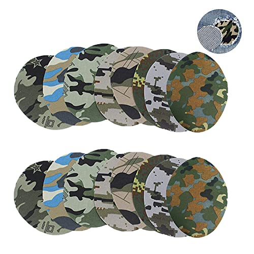 16 Stück Patch Sticker,Camouflage Oval Form Stoff Patches,Oval Bügelflicken,Tarnmuster Flicken zum Aufbügeln für Reparatur Schnittmuster Ellenbogen Knie Eisen auf Applikationen(8 Farben) von yufana