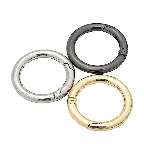 yufana 12 Stück O-Ring Edelstahlringe, O Ring Schnalle, Ring Schnalle, Lnnendurchmesser 24,5 mm, Geeignet für Schlüssel, Taschen, Geldbörsen, Handtaschen und Bastelarbeiten(Gold+Schwarz+Silber) von yufana