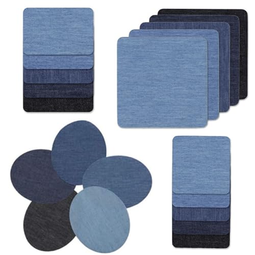 yufana 20 Stücke Bügelflicken, Flicken Zum Aufbügeln, Bügelflicken Jeans, Bügelfleck Denim Bügelfleck Elbow Knie Patch Jeans Reparaturkit für Kleidung und DIY -Patch (5 Farben) von yufana