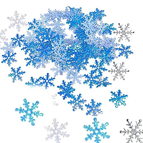 yufana 900 Stück Kunststoff Schneeflocke Konfetti，Schneeflocken tischdeko für Weihnachts Weihnachten Dekorative Konfetti Schneeflocken Deko，für DIY Basteln Weihnachten (Blau17) von yufana