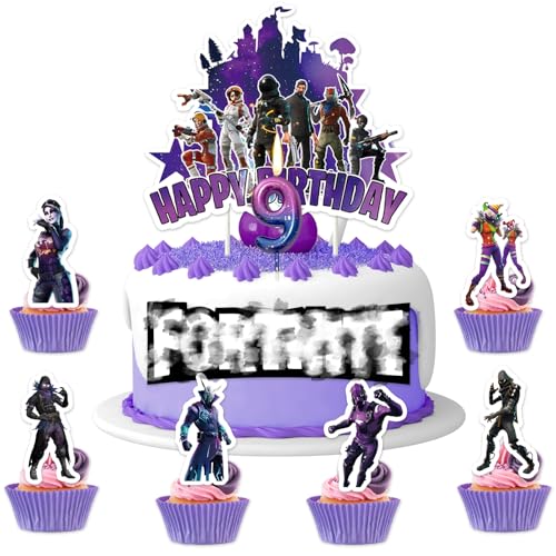 11 Stück Geburtstag Tortendeko,9th Fortnit Tortendeko Jungen, Gaming Kuchen Toppers mit Geburtstagskerzen für Cake Decor Partyzubehör für Kindergeburtstag Kindergeburtstagsfeier Deko von yumcute
