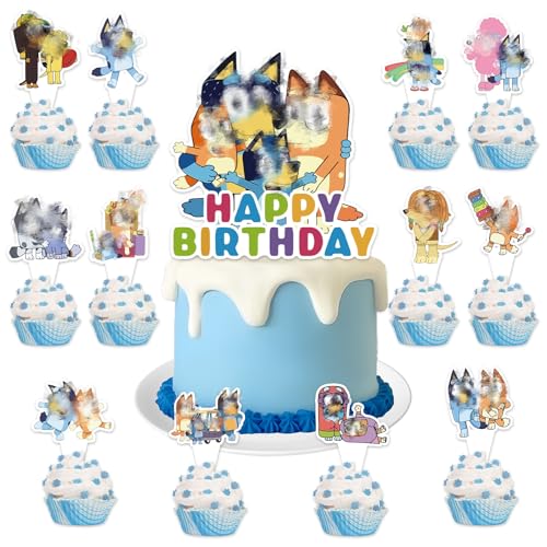 25 Stück Kuchen Deko Happy Birthday Tortendeko Cake Toppers Deko Geburtstag Jungen Mädchen Tortendek Birthday Party Dekoration Cartoon Cake Toppers zum Kinder (H) von yumcute