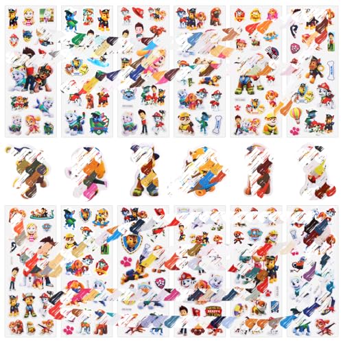 3D Aufkleber für Kinder, 12 Blatt Dog Sticker Set, 140+ Anime Stickers, Wiederverwendbare Sticker für Party Taschen, Kawaii Aufkleber, Scrapbooking für Mädchen von yumcute