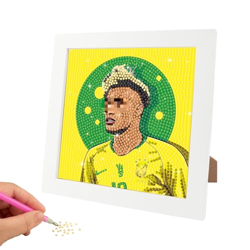 Fussball Diamond Painting mit Holzrahmen, Fußball 5D Diamant Painting Bilder, DIY Fußball Diamant Malerei Bilder Kinder Set für ab 6 Jahre Jungen Erwachsene Geschenke für Home Wand Decor, 20x20cm von yumcute