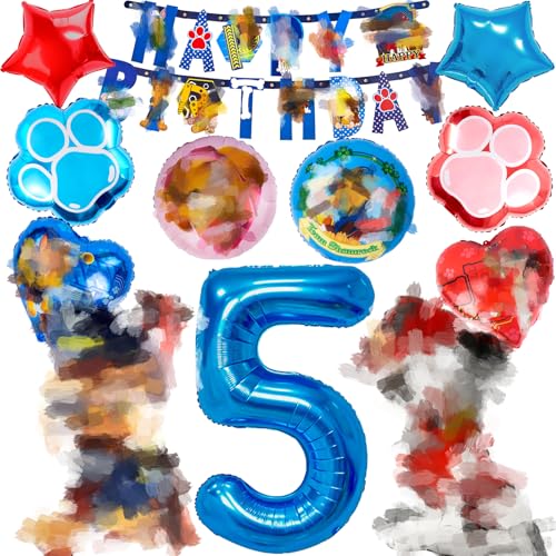 Geburtstagsdeko 5 Jahre Junge, Dog Geburtstag Deko Luftballons, Happy Birthday-Banner Stern Rrunde Ballon für Themenparty Junge, Nummer 5 Kindergeburtstag Deko und Folienballons für Party Mädchen Geburtstagsdeko 5 Jahre Junge, Dog Geburtstag Deko Luftballons, Happy Birthday-Banner Stern Rrunde Ballon für Themenparty Junge, Nummer 5 Kindergeburtstag Deko und Folienballons für Party Mädchen von yumcute