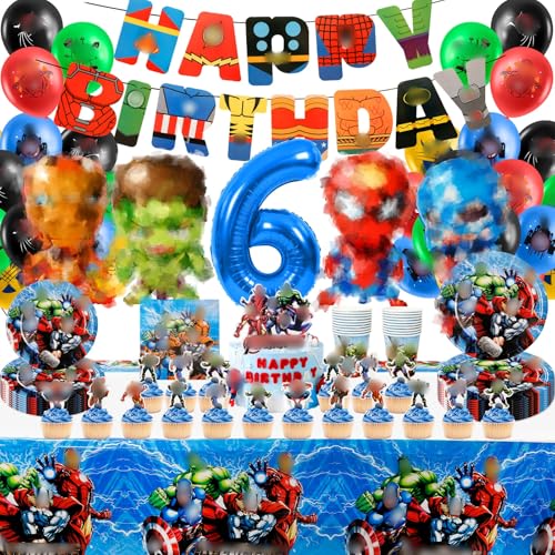 Geburtstagsdeko 6 Jahre Junge, Geburtstag Deko Luftballons, Geburtstag Ballon Teller und Becher Set Nummer 6 Kindergeburtstag Deko und Folienballons für Party Birthday Geburtstagsdeko 6 Jahre Junge, Geburtstag Deko Luftballons, Geburtstag Ballon Teller und Becher Set Nummer 6 Kindergeburtstag Deko und Folienballons für Party Birthday von yumcute