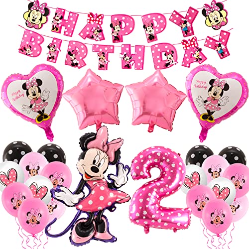 Geburtstagsdeko Minnie 2 Jahr, 23 Stück Minnie Luftballon 2 Jahre Geburtstag, Minnie Luftballons Geburtstag, Geburtstagsdeko 2 Jahre Mädchen, Minnie Birthday Party Supplies Geburtstagsdeko Mädchen von yumcute