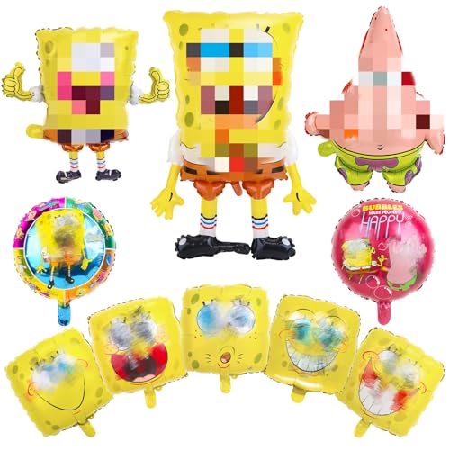 10 Stück Luftballon Kinder Geburtstag Kit Cartoon-Charaktere Party Folienballons Große Größe Mehrfarbig Folienballons für Jungen Mädchen Kinder Geburtstagsdeko von yumcute