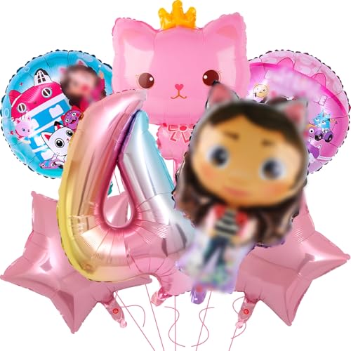 7 Stück Cartoon Luftballons Geburtstag Deko, Rosa Folienballons Geburtstagsdeko Mädchen 3 4 5 jahre,Kindergeburtstag Deko,Party Deko Ballons Birthday Decorations von yumcute