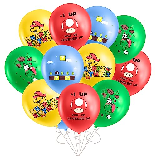 MLA 40PCS Geburtstag Deko, 4 Farben Latex Balloons, Luftballon, Kindergeburtstag Ballon Set, Ma rio Geburtstagsdeko, für Super Kindergeburtstag von yumcute