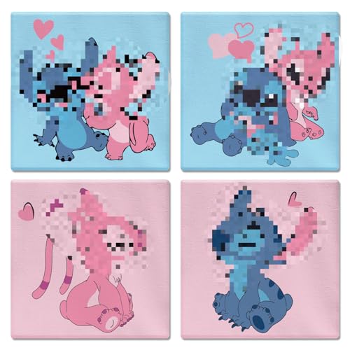 Malen Nach Zahlen Kinder, 4 Stück Paint by Numbers, Malen Nach Zahlen Cartoon, DIY Handgemalt Ölgemälde Kit mit Rahmen, für Kinder und Anfänger mit Pinsel und Acrylfarben 20X20cm Wohndekoration von yumcute