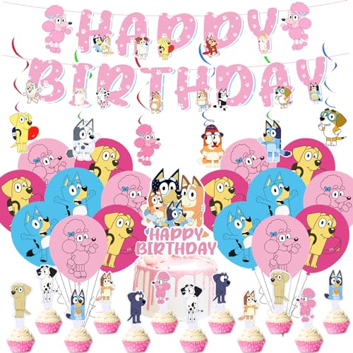 Pink1 38PCS Bluey Deko Kindergeburtstag, Partygeschirr Geburtstagsdeko 3 4 5 Jahre, Bluey Birthday Decorations Party Deko Geburtstag Cake Topper Kuchen für Kinder Geburtstagsfeier Pink1 38PCS Bluey Deko Kindergeburtstag, Partygeschirr Geburtstagsdeko 3 4 5 Jahre, Bluey Birthday Decorations Party Deko Geburtstag Cake Topper Kuchen für Kinder Geburtstagsfeier von yumcute